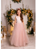 Dusty Rose Satin Tulle Flower Girl Dress With Double Bow